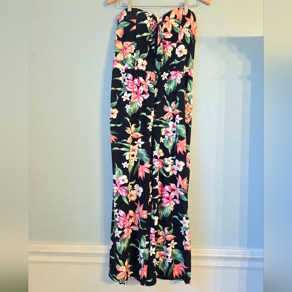 Strapless Tropical Romper / Pants Jumper